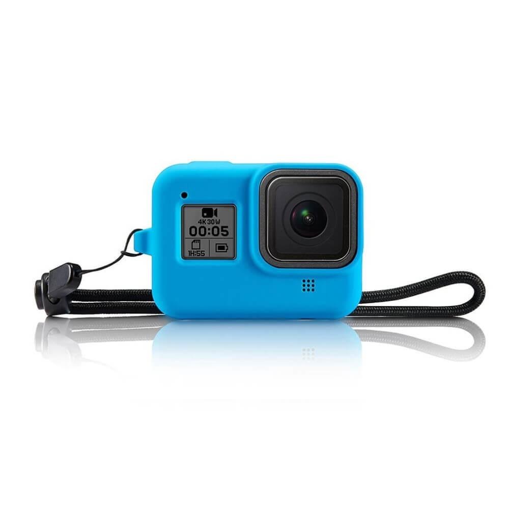 Capa De Silicone Para Gopro Hero 8 Black + Cordão Ajustável Cor Azul
