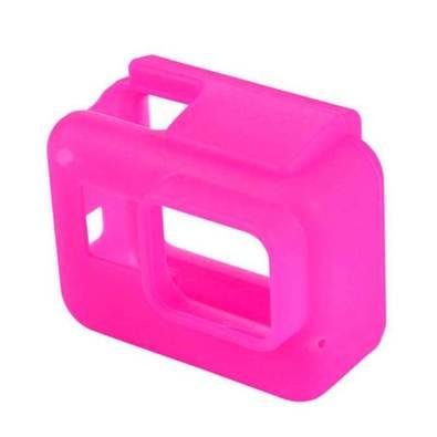 Capa Case Silicone Gopro Hero 7 6 5 Black Uso Com Frame De Montagem Cor Rosa