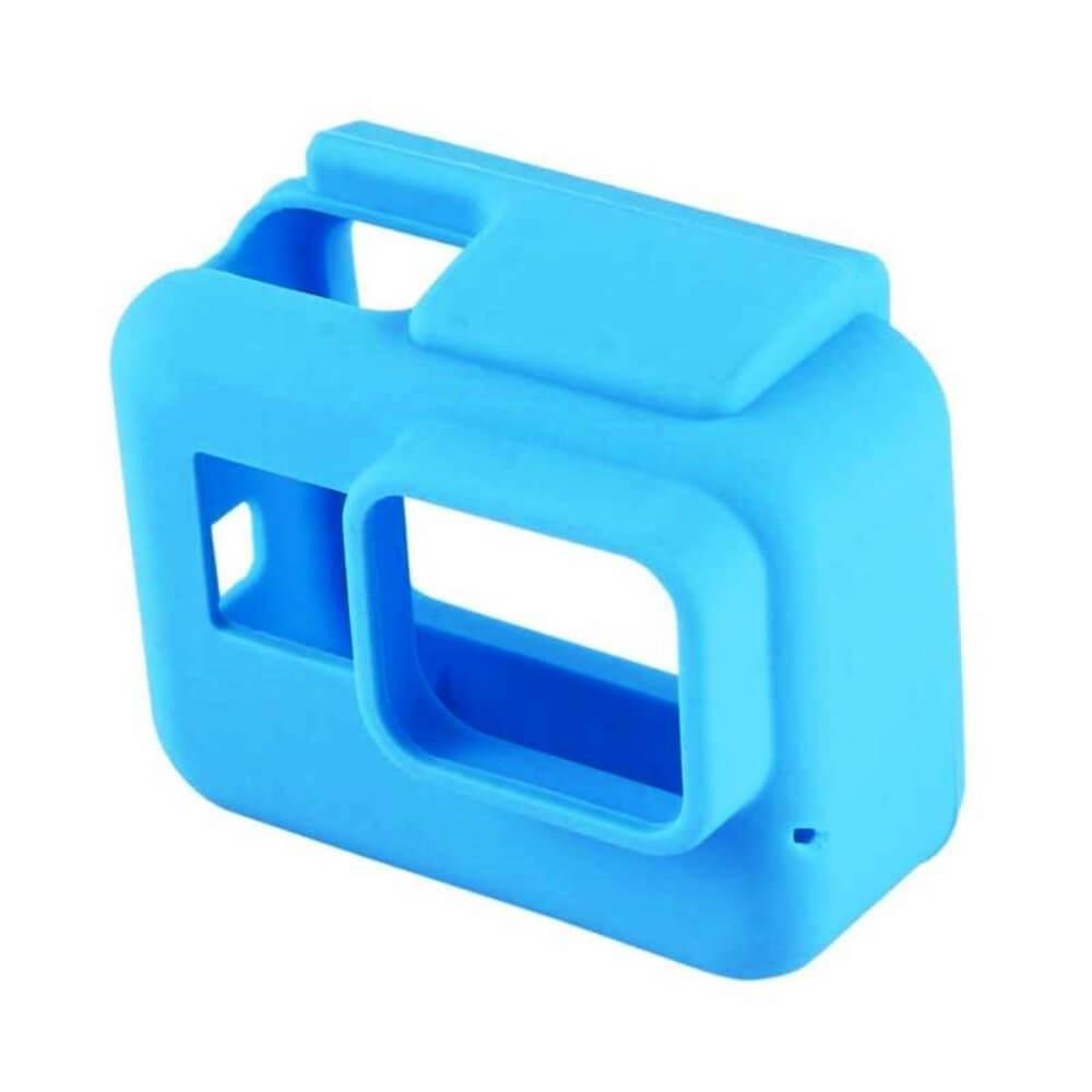 Imagem 1 de 5 do produto Capa Case Silicone Gopro Hero 7 6 5 Black Uso Com Frame De Montagem Cor Azul