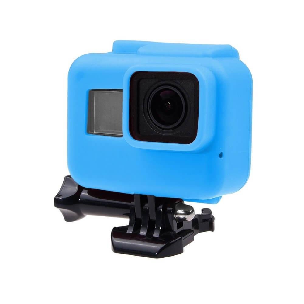Imagem 3 de 5 do produto Capa Case Silicone Gopro Hero 7 6 5 Black Uso Com Frame De Montagem Cor Azul