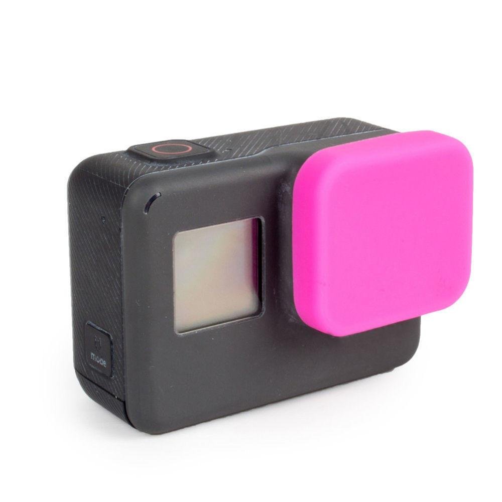 Tampa Protetora Lente Gopro Hero 5 6 7 Black E Hero 2018 Em Silicone Cor Rosa