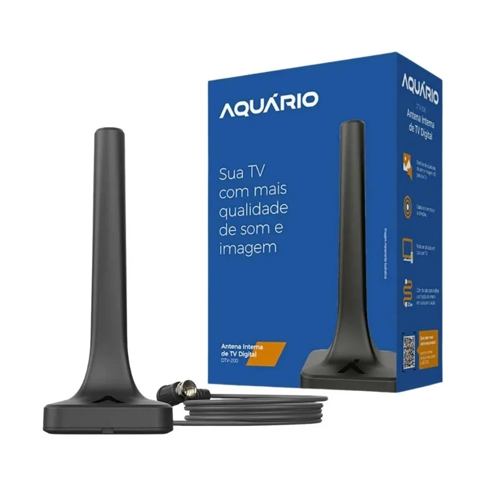 Imagem 4 de 5 do produto Antena Digital Interna Aquário De TV, Com Cabo, 2.5M - Dtv-200