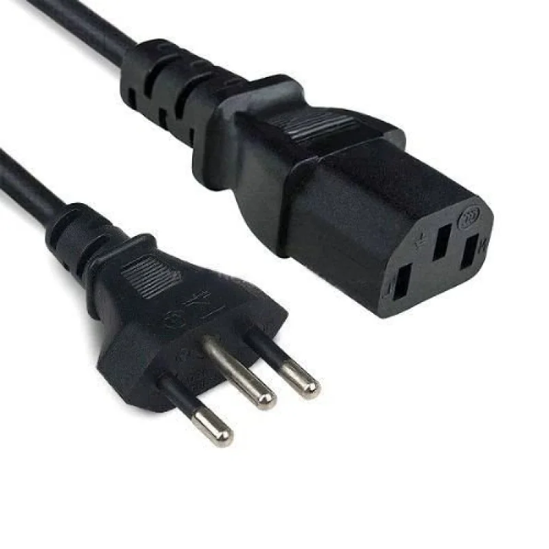 Imagem 3 de 3 do produto Cabo De Força 5 Metros - Tripolar - Novo Padrão Brasileiro - 0.50mm / 3a - Para Fonte Até 450w