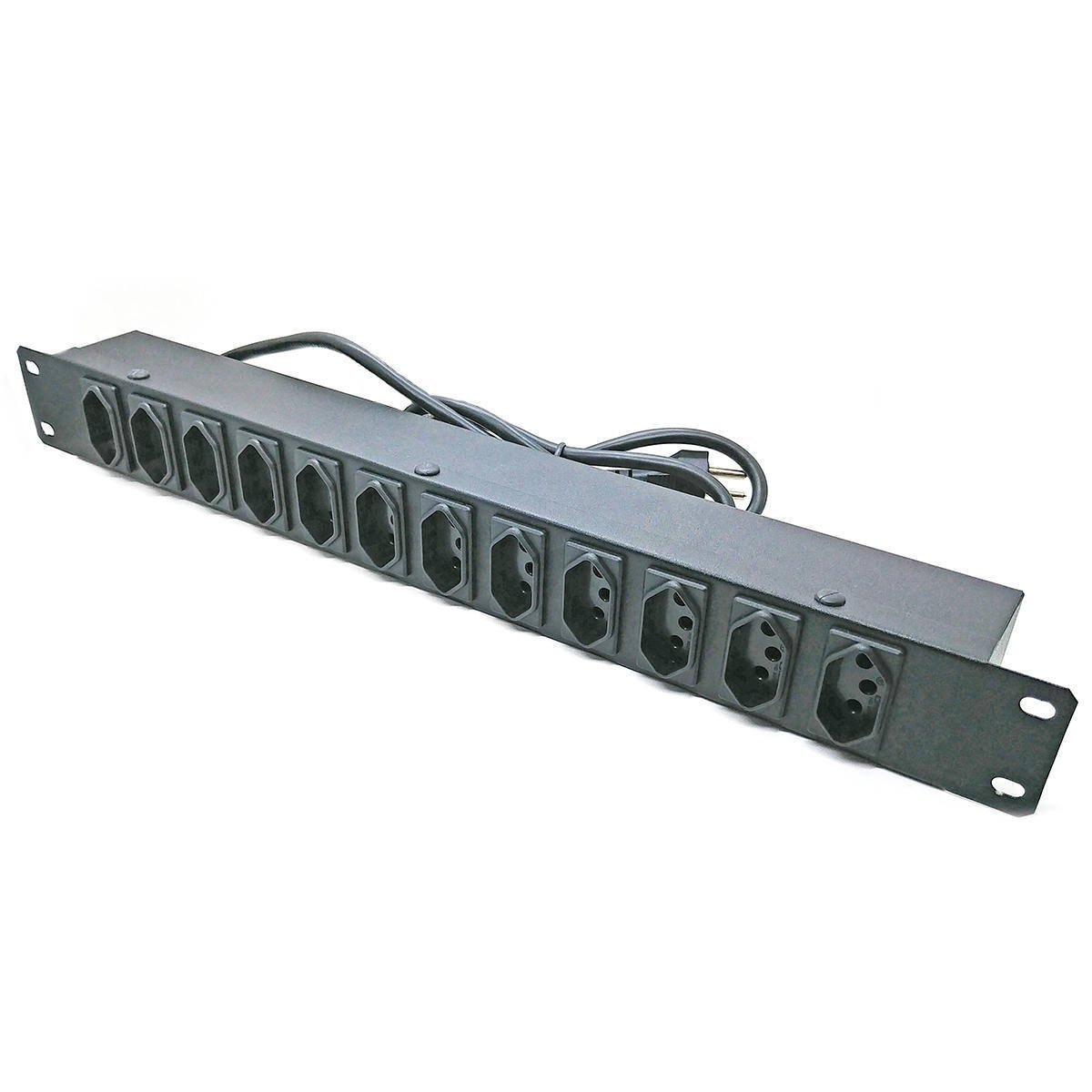Régua Rack Emplac Padrão 19 Polegadas, Bivolt, Com 12 Tomadas, 20A, Espaçadas, Gabinete Metálico - F50125