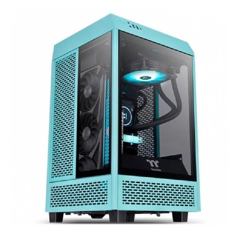 Gabinete Thermaltake The Tower, 100 Mini Turquesa 3*g.lateral Vidro /2*120mm Ca1r300sbwn00.