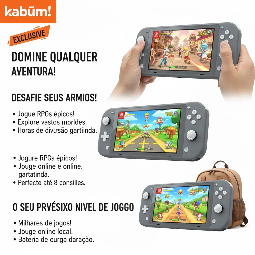 Nintendo Switch Lite Cinza KaBuM