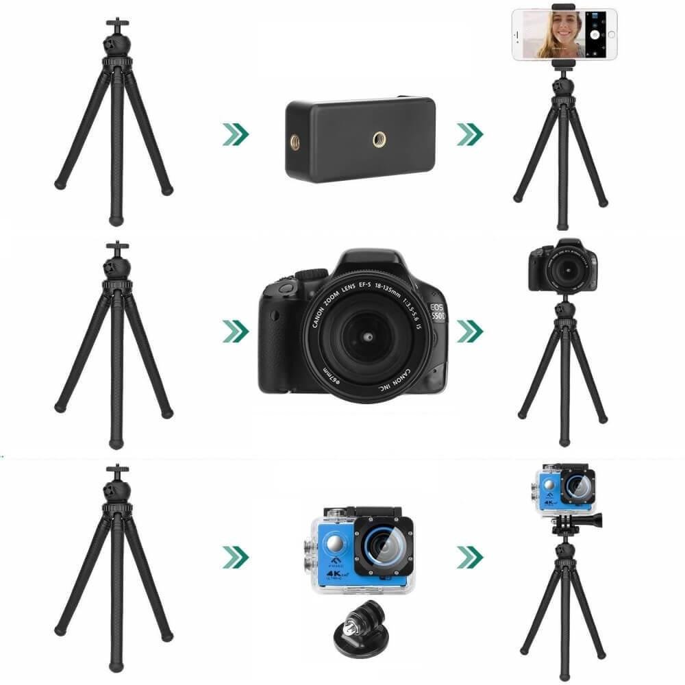 Imagem 2 de 5 do produto Tripé Funpro Articulado, Para Celular, Gopro, Câmeras Compactas, 25cm -  X-74-1