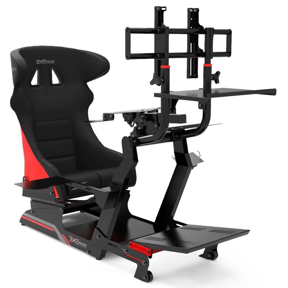 Cockpit Simulador Suporte Volante X Retrátil V3, Vermelho