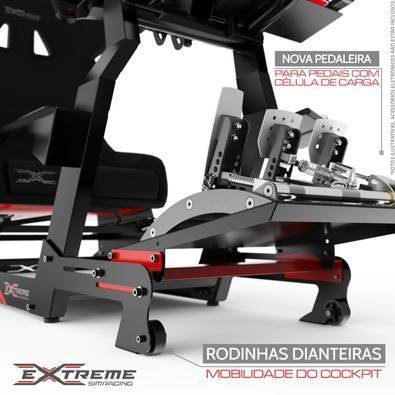 Cockpit Simulador Suporte Volante X Retrátil V3, Vermelho