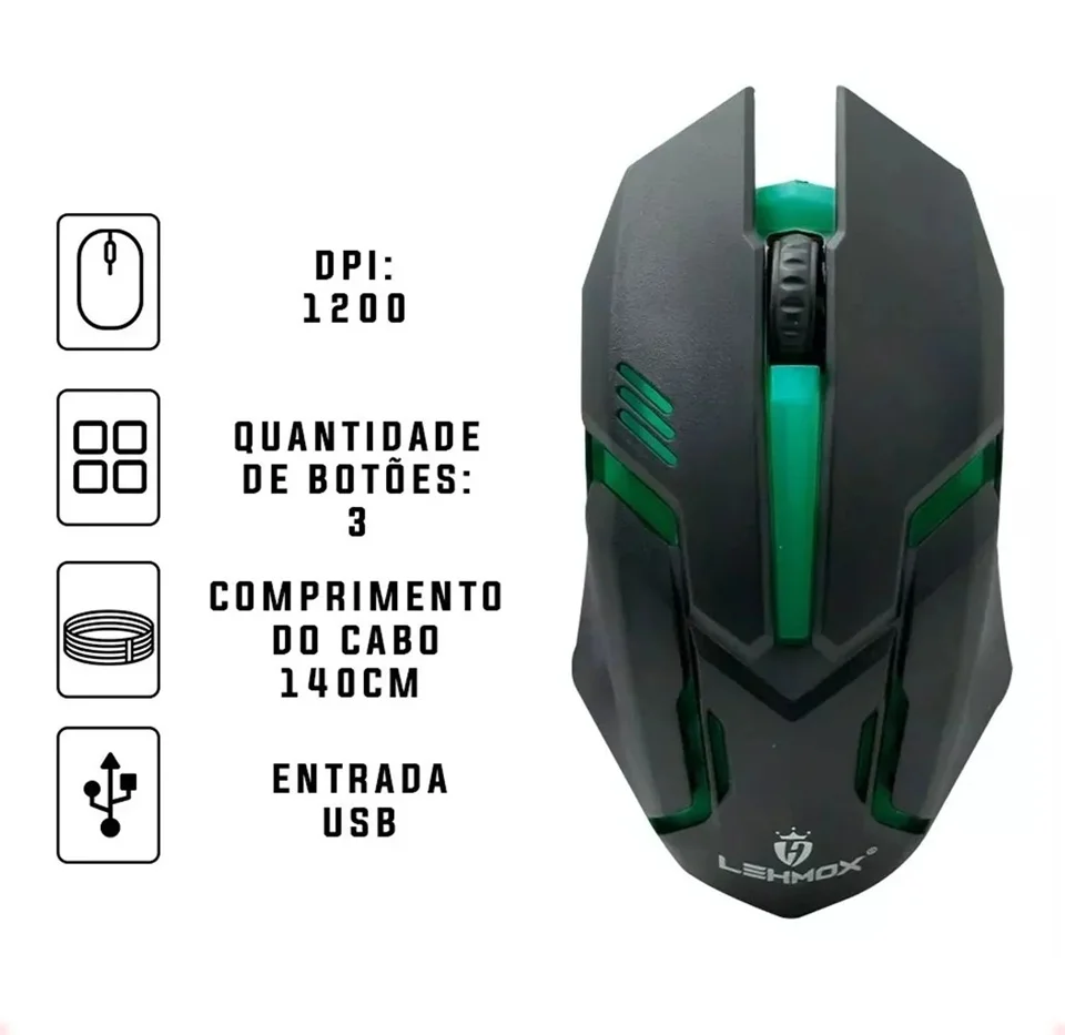 Mouse Com Fio Lehmox Ley-206 Mouse Com Fio Lehmox Ley-206