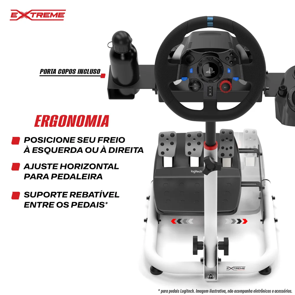 Imagem 2 de 5 do produto Suporte Para Volante SPRO Extreme Simracing, Logitech G27, g29, g920, g923 compativel com Fanatec, Thrustmaster, Simagic, Branco