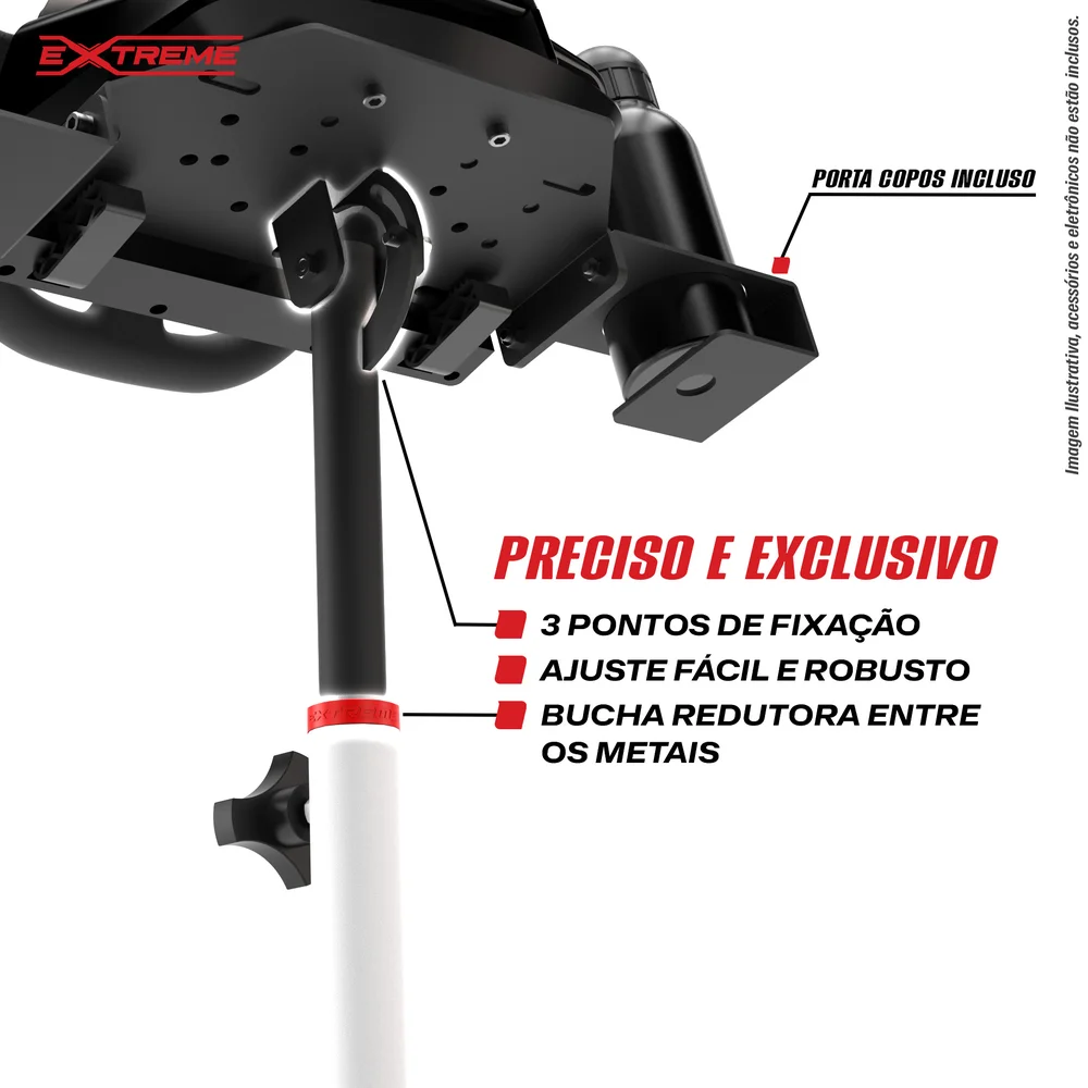 Imagem 3 de 5 do produto Suporte Para Volante SPRO Extreme Simracing, Logitech G27, g29, g920, g923 compativel com Fanatec, Thrustmaster, Simagic, Branco