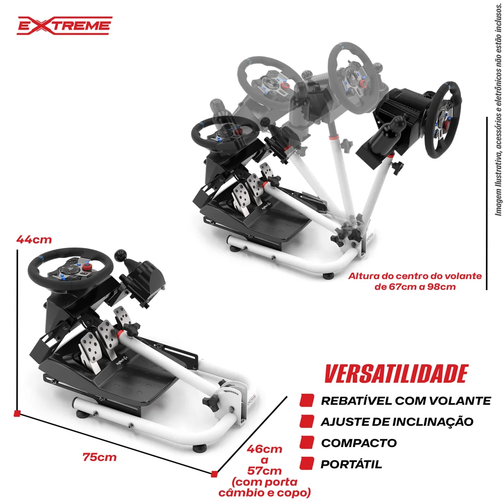 Imagem 5 de 5 do produto Suporte Para Volante SPRO Extreme Simracing, Logitech G27, g29, g920, g923 compativel com Fanatec, Thrustmaster, Simagic, Branco