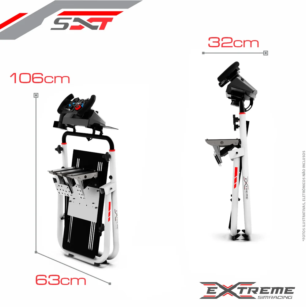 Imagem 4 de 5 do produto Suporte Para Volantes - Sxt V2 Extreme Simracing - Branco - Ajustável Logitech, Thrustmaster, Fanatec