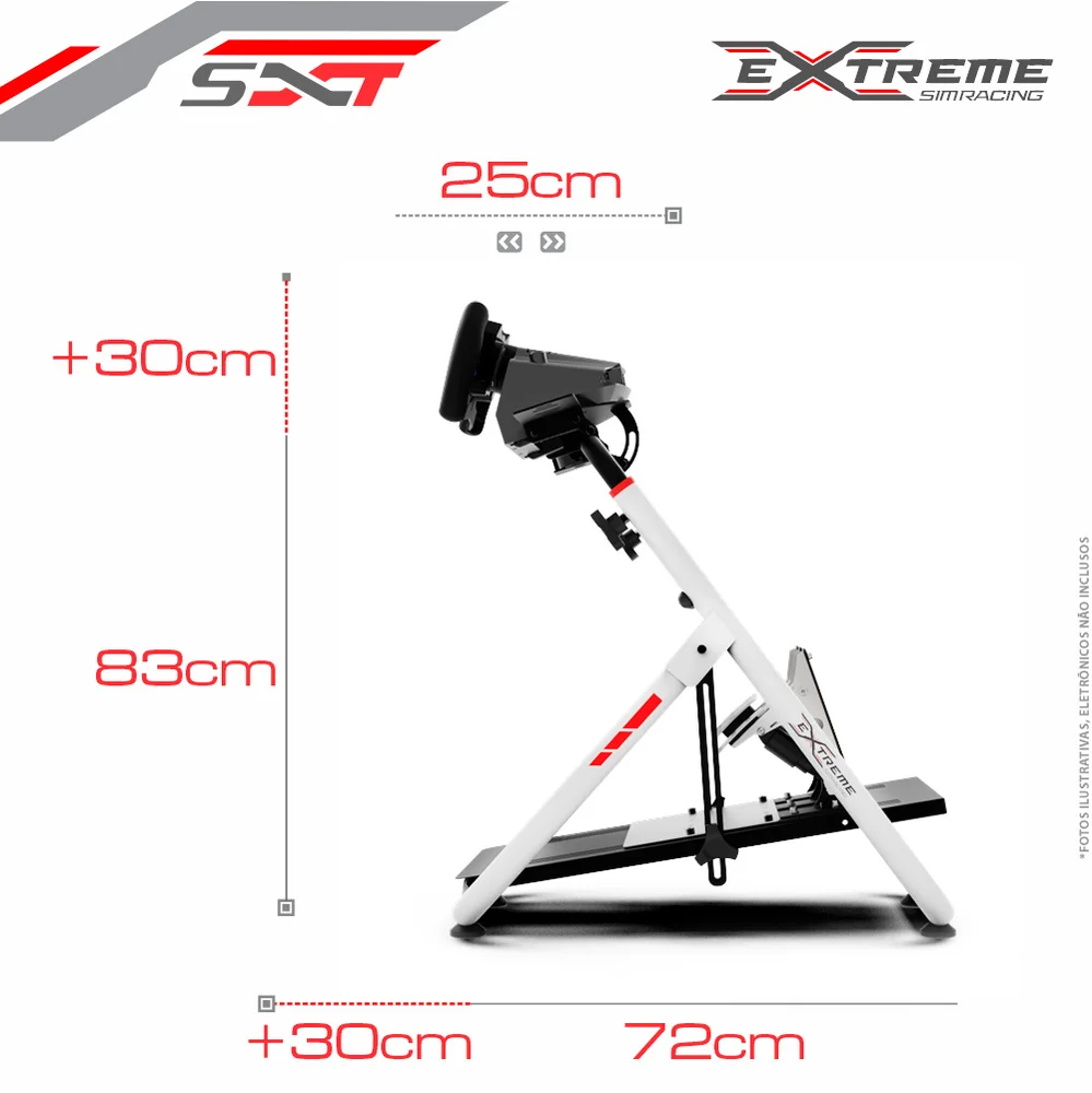 Imagem 5 de 5 do produto Suporte Para Volantes - Sxt V2 Extreme Simracing - Branco - Ajustável Logitech, Thrustmaster, Fanatec