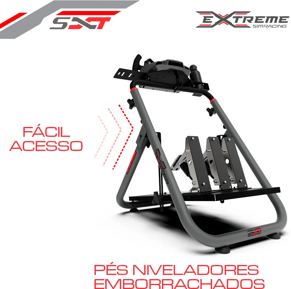 Imagem 2 de 5 do produto Suporte Para Volante Extreme Simracing, Cockpit Simulador Sxt V2, Cinza, Logitech G27,g29,g920,g923, Fanatec, Thrustmaster, Simagic