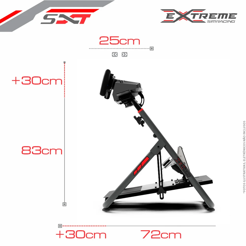 Imagem 5 de 5 do produto Suporte Para Volante Extreme Simracing, Cockpit Simulador Sxt V2, Cinza, Logitech G27,g29,g920,g923, Fanatec, Thrustmaster, Simagic