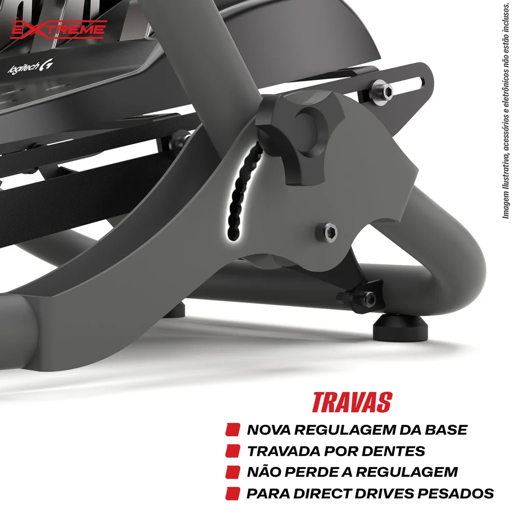 Imagem 2 de 5 do produto Cockpit Simulador, Extreme Simracing,  Suporte Para Volante SGT, Ajuste de Altura, Cinza