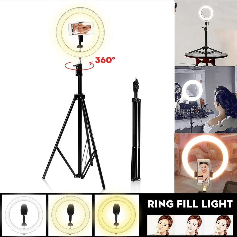 Imagem 2 de 5 do produto Ring Light de Mesa, com Tripé, Suporte para Celular, Circular Ring Light, Diâmetro de 26Cm