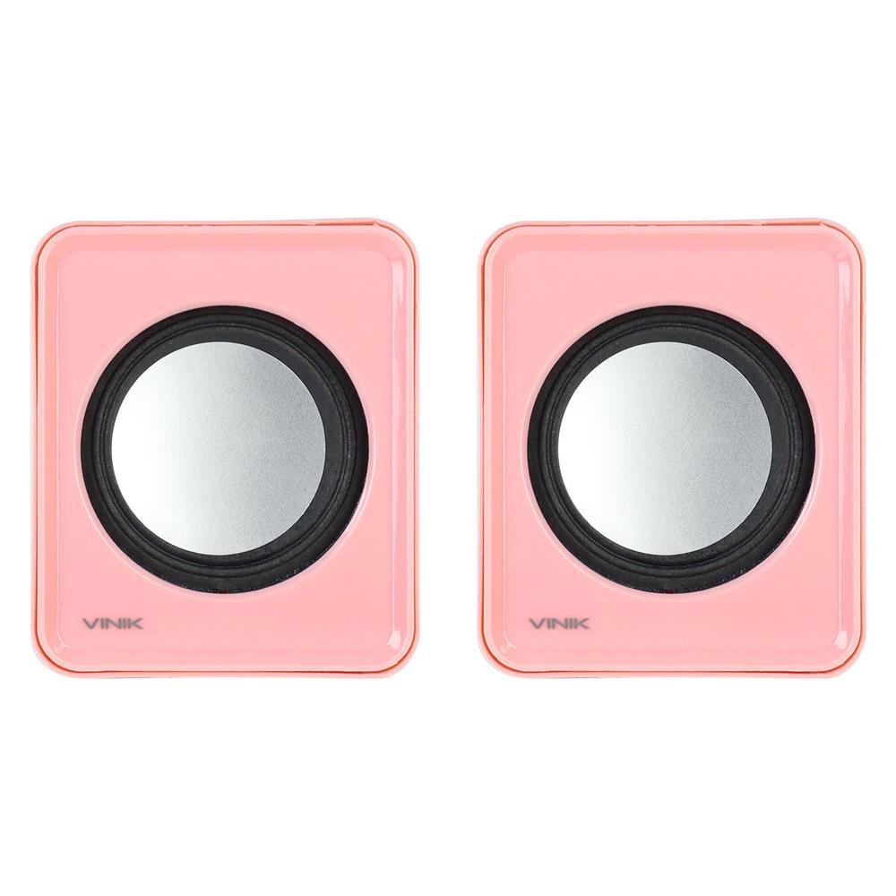 Caixa De Som 2.0 Vinik VS-01R 112357, Com Controlador De Volume USB, 5V, 2x1W, Rosa