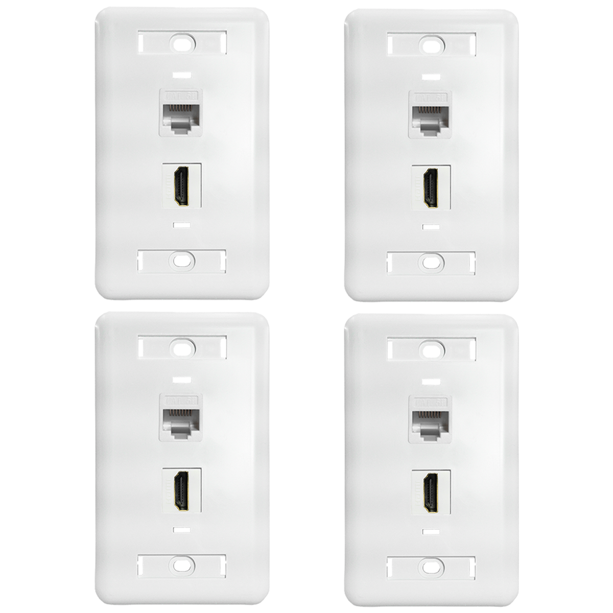 Kit 4 Espelhos De Parede 1 Saída Hdmi E 1 Saída Rj45 Cat5