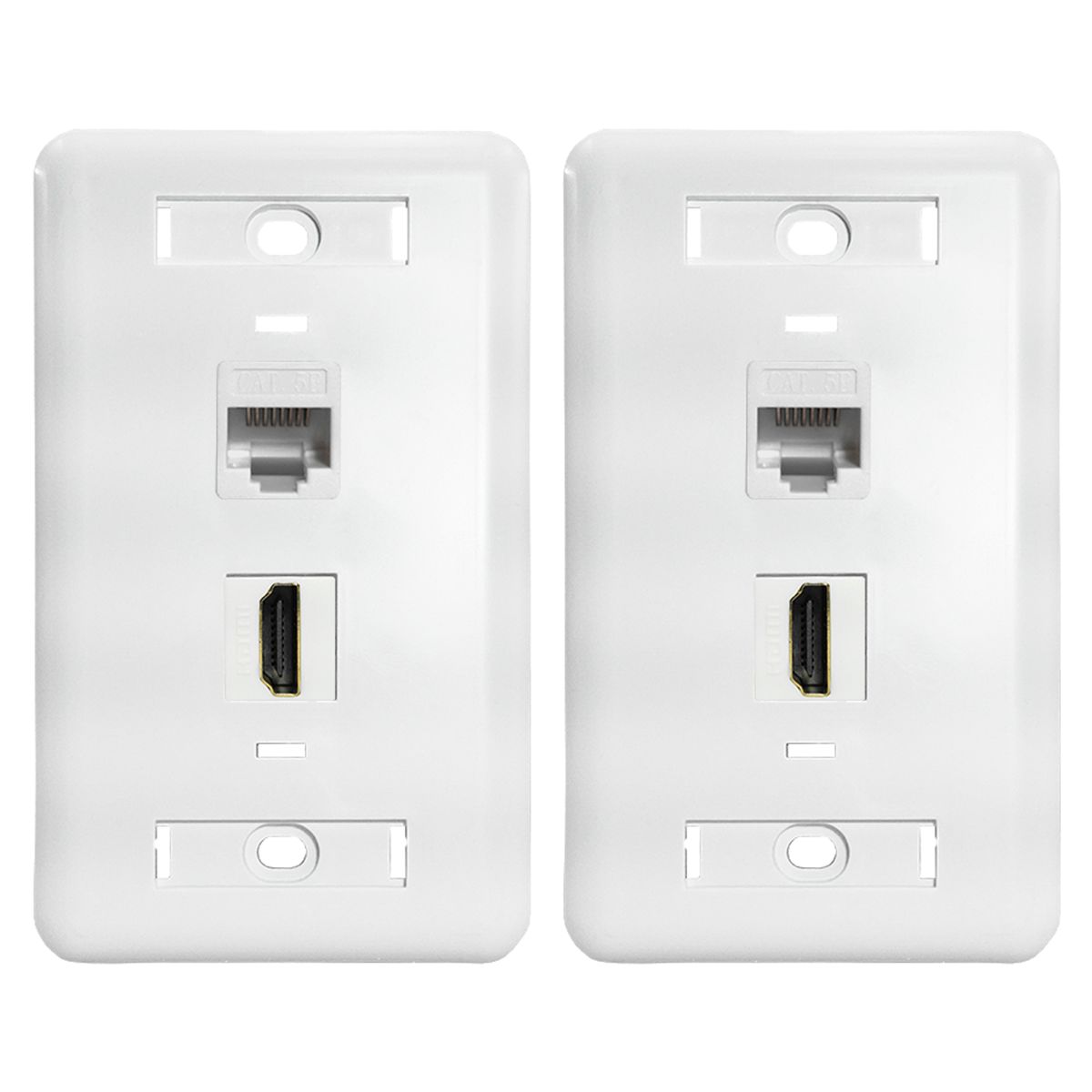 Kit 2 Espelhos De Parede 1 Saída Hdmi E 1 Porta Rj45 Cat5