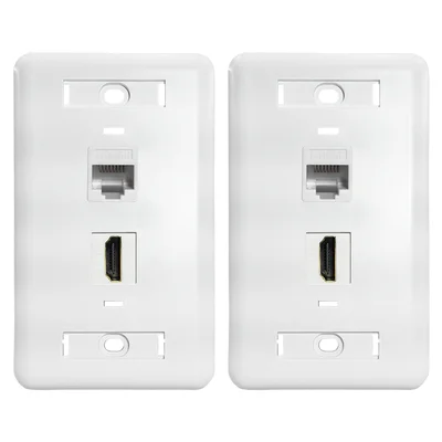 Kit 2 Espelhos De Parede 1 Saída Hdmi E 1 Porta Rj45 Cat5