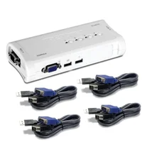 Chaveador Kvm Trendnet Tk-407k - 4 Computadores Em 1 Monitor, Teclado E Mouse - Cabos Kvm Inclusos