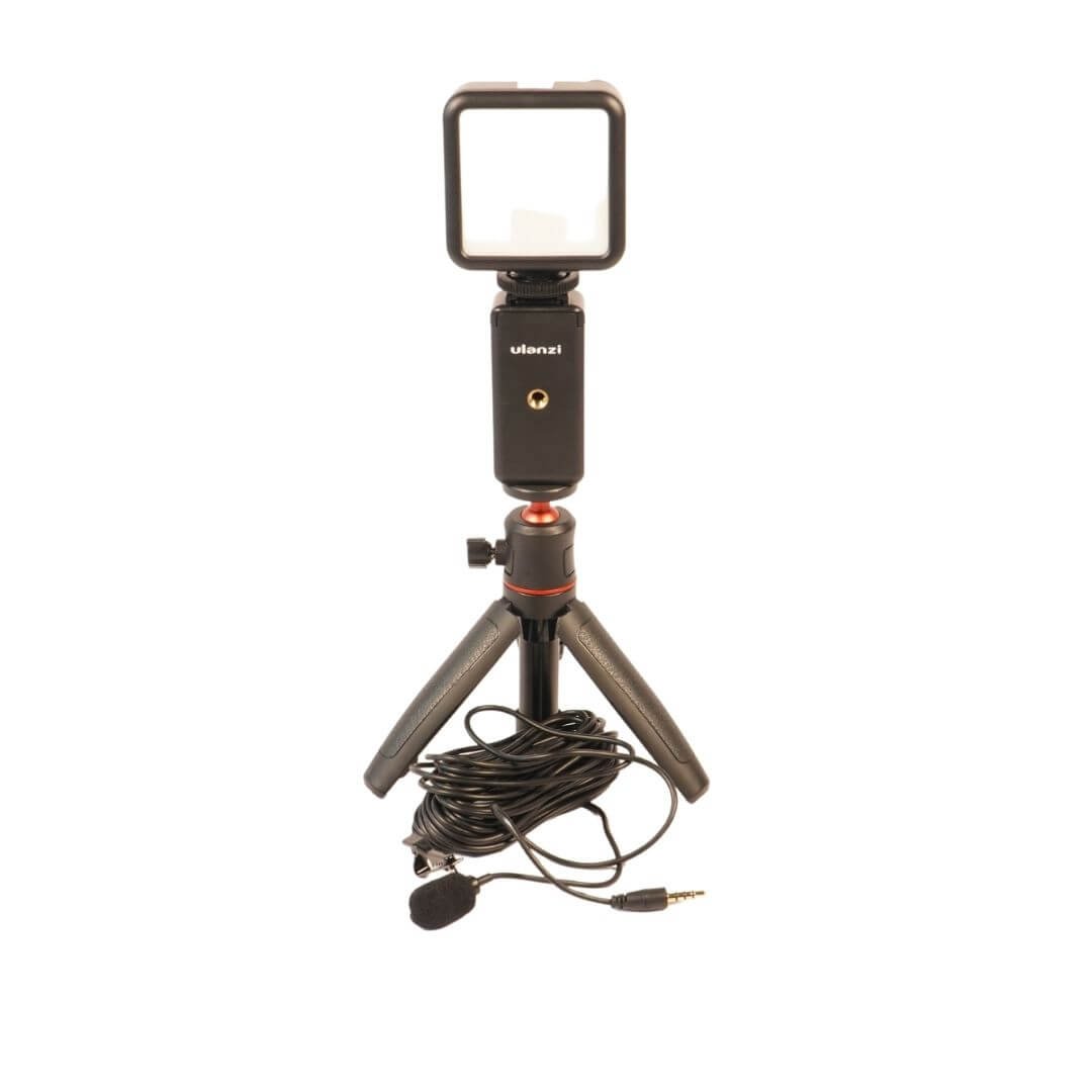 Kit Live - Tripé Para Celular + Luz De Led + Microfone De Lapela