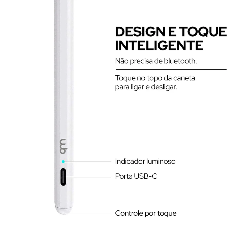 Imagem 3 de 4 do produto Caneta Pencil Wb Para Ipad Com Palm Rejection E Ponta De Alta Precisão 1.0mm Cor:branca