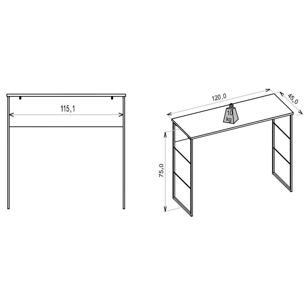 Imagem 2 de 3 do produto Mesa Escrivaninha Jogos Trabalho Fabrik 1.2 Quarto Escritório Madeira Mdp Branco Fosco