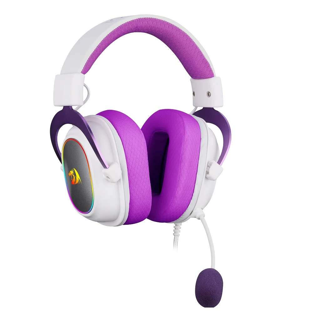 Imagem 3 de 5 do produto Headset Gamer Redragon Zeus X, RGB, 7.1 Surround, Driver 53mm, USB, PC e Xbox, Branco E Roxo - H510 WP