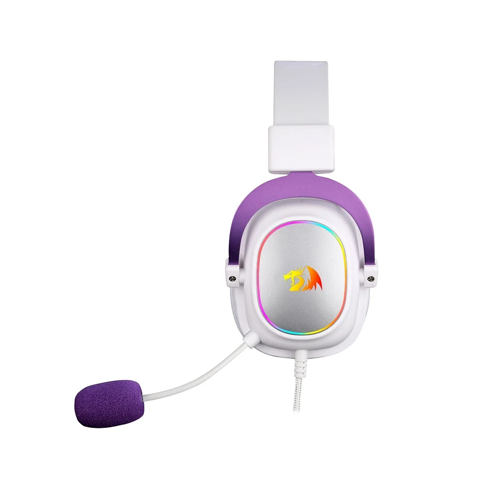 Imagem 4 de 5 do produto Headset Gamer Redragon Zeus X, RGB, 7.1 Surround, Driver 53mm, USB, PC e Xbox, Branco E Roxo - H510 WP