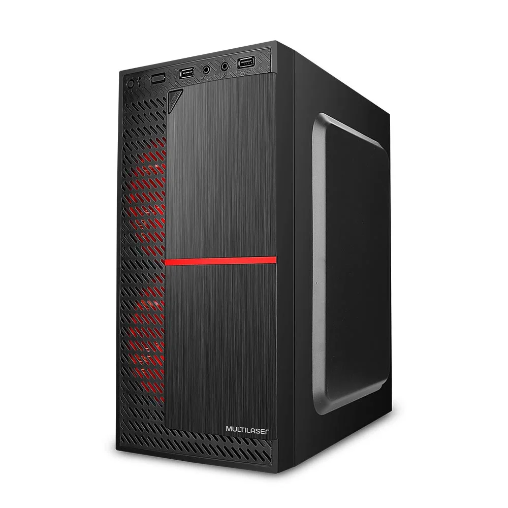 Gabinete Gamer Multi Gd-110, Mid Tower, Micro ATX, Com 2x Fans LED Vermelho, Preto - Ga206