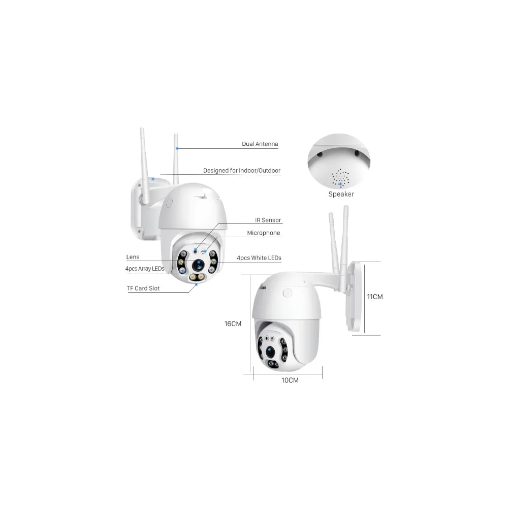 Imagem 2 de 5 do produto Camera Segurança Smart Dome Wifi Hd 2mp Visao Noturna 8171qp Durawell
