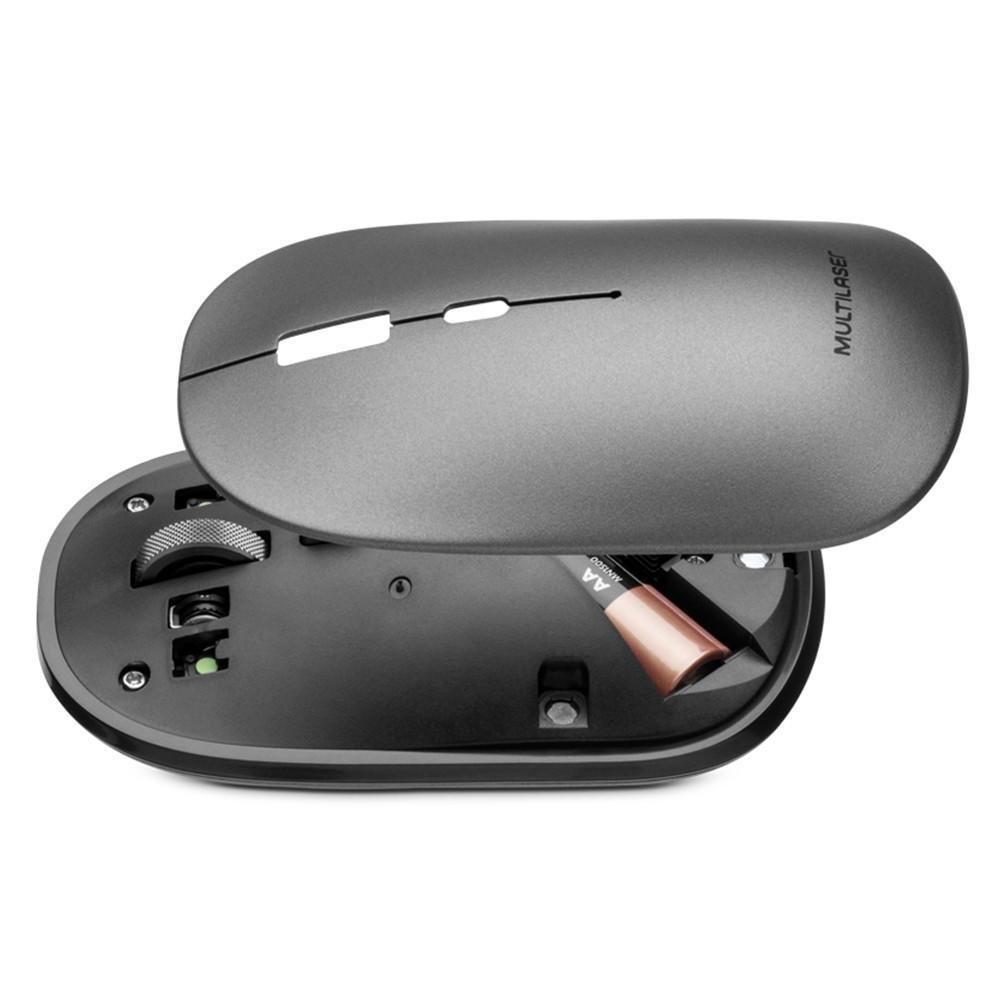 Imagem 3 de 5 do produto Mouse Sem Fio Multi, Bluetooth, 2.4Ghz, 1600 DPI, Pilha, Grafite - MO333