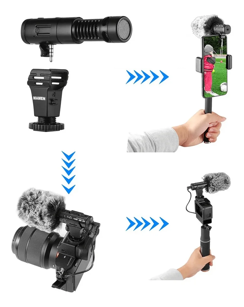 Imagem 5 de 5 do produto Microfone Shotgun Estéreo Mamen Mic-07 Direcional Supercardioide Para Câmeras E Smartphones