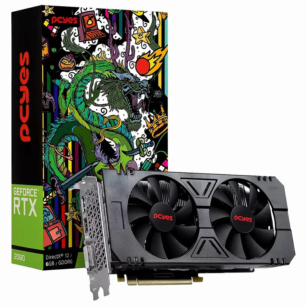  PCYes RTX 2060 NVIDIA GeForce GEF 6GB, GDDR6, 192 Bits, Dual FAN, Full Size