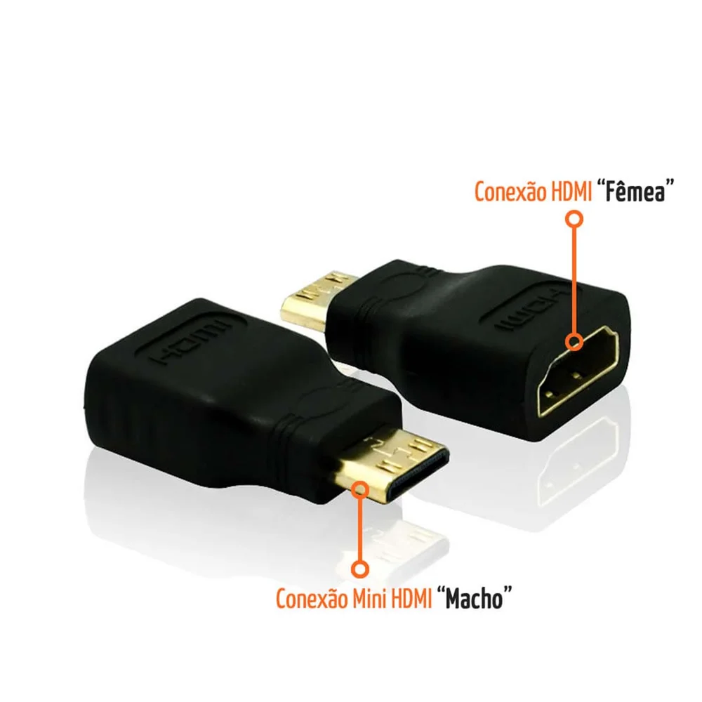 Imagem 2 de 3 do produto Adaptador Mini HDMI Para HDMI Femea 1080p Para Camera Canon