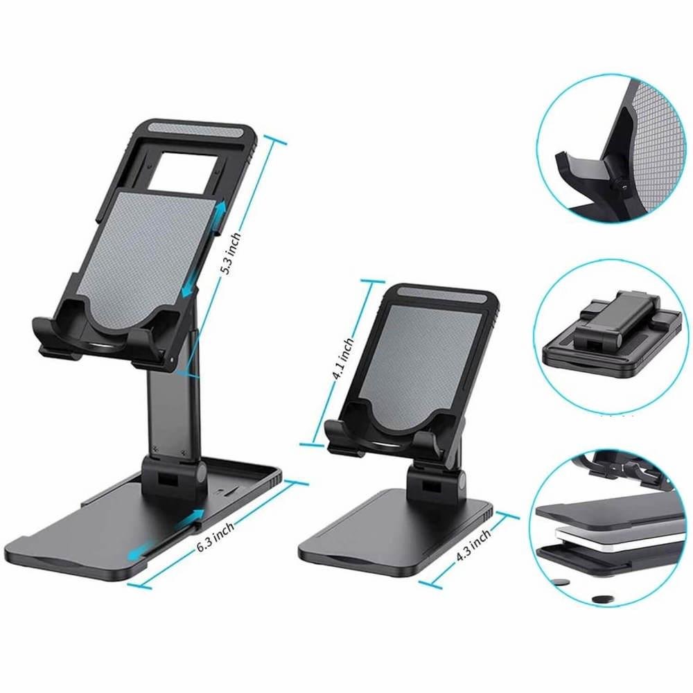 Suporte De Mesa Universal Para Celular E Tablet - Cor Preto Suporte De Mesa Universal Para Celular E Tablet - Cor Preto