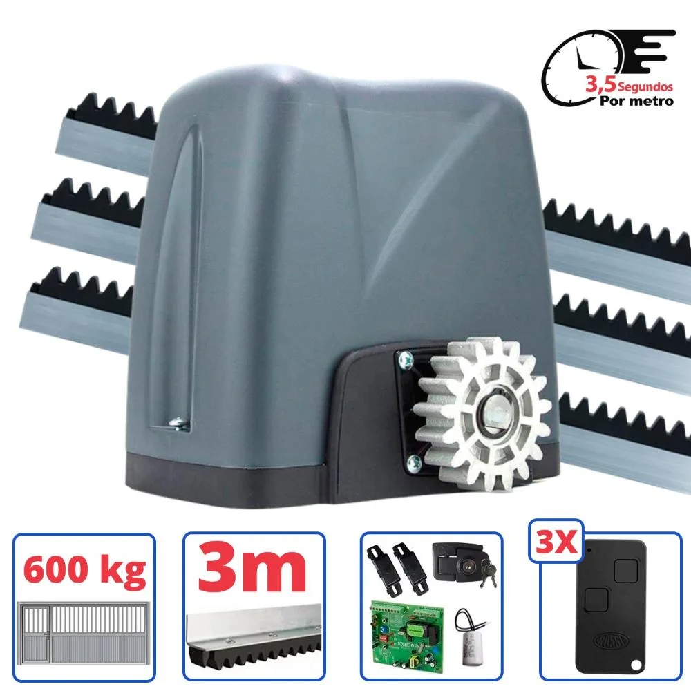 Imagem 5 de 5 do produto Kit Motor Automatizador De Portão Eletrônico Dz Nano 127v 1/4 Rossi Para Portões Até 600kg 3 Metros