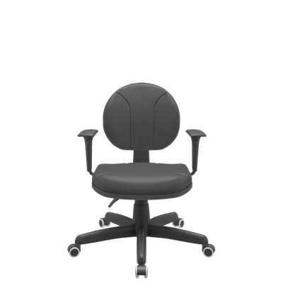 Cadeira Executiva Back System Operativa C/ Braços Reguláveis Revestimento Couro Com Costura Plaxmetal Preta