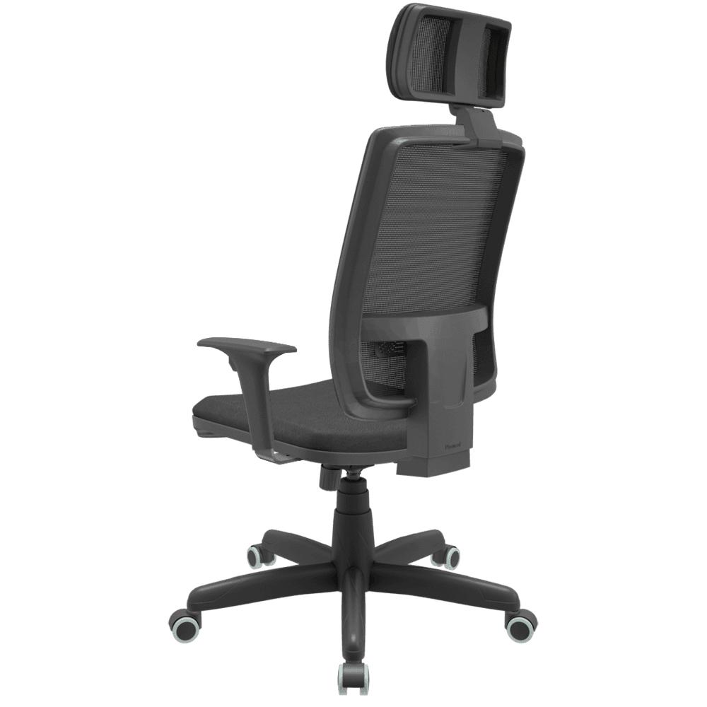 Imagem 2 de 3 do produto Cadeira Office Plaxmetal Presidente Brizza NR17, até 110 kg, Mecanismo Relax, Assento Poliéster, Apoio De Cabeça, Preta - Plaxmetal