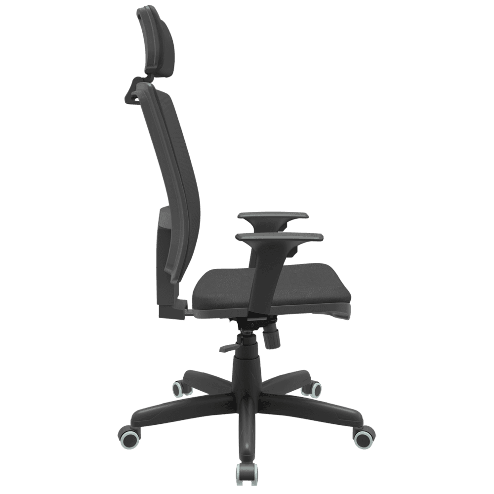 Imagem 3 de 3 do produto Cadeira Office Plaxmetal Presidente Brizza NR17, até 110 kg, Mecanismo Relax, Assento Poliéster, Apoio De Cabeça, Preta - Plaxmetal