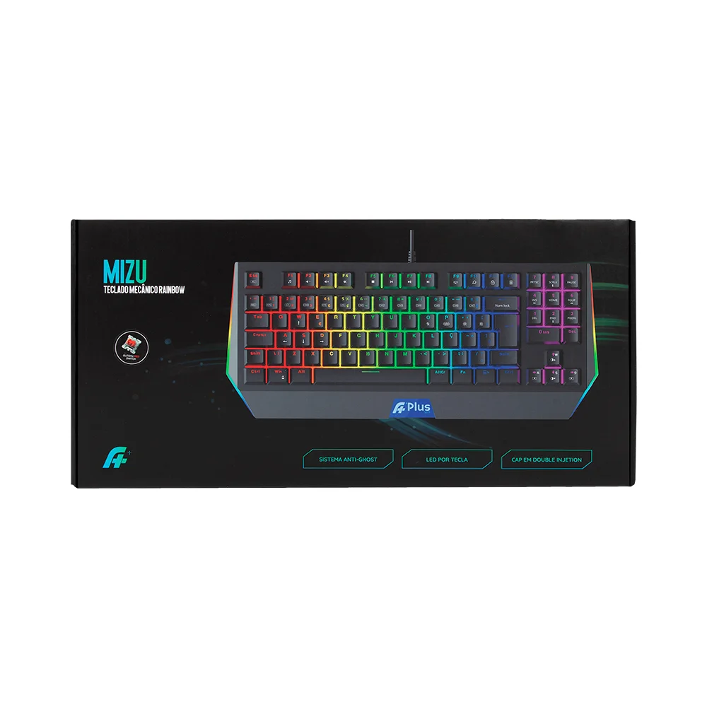 Imagem 5 de 5 do produto Teclado Gamer Aplus Tech Mizu Rainbow, Mecânico, Abnt2, Switch, Outemu Blue - Ap-kb-3989.