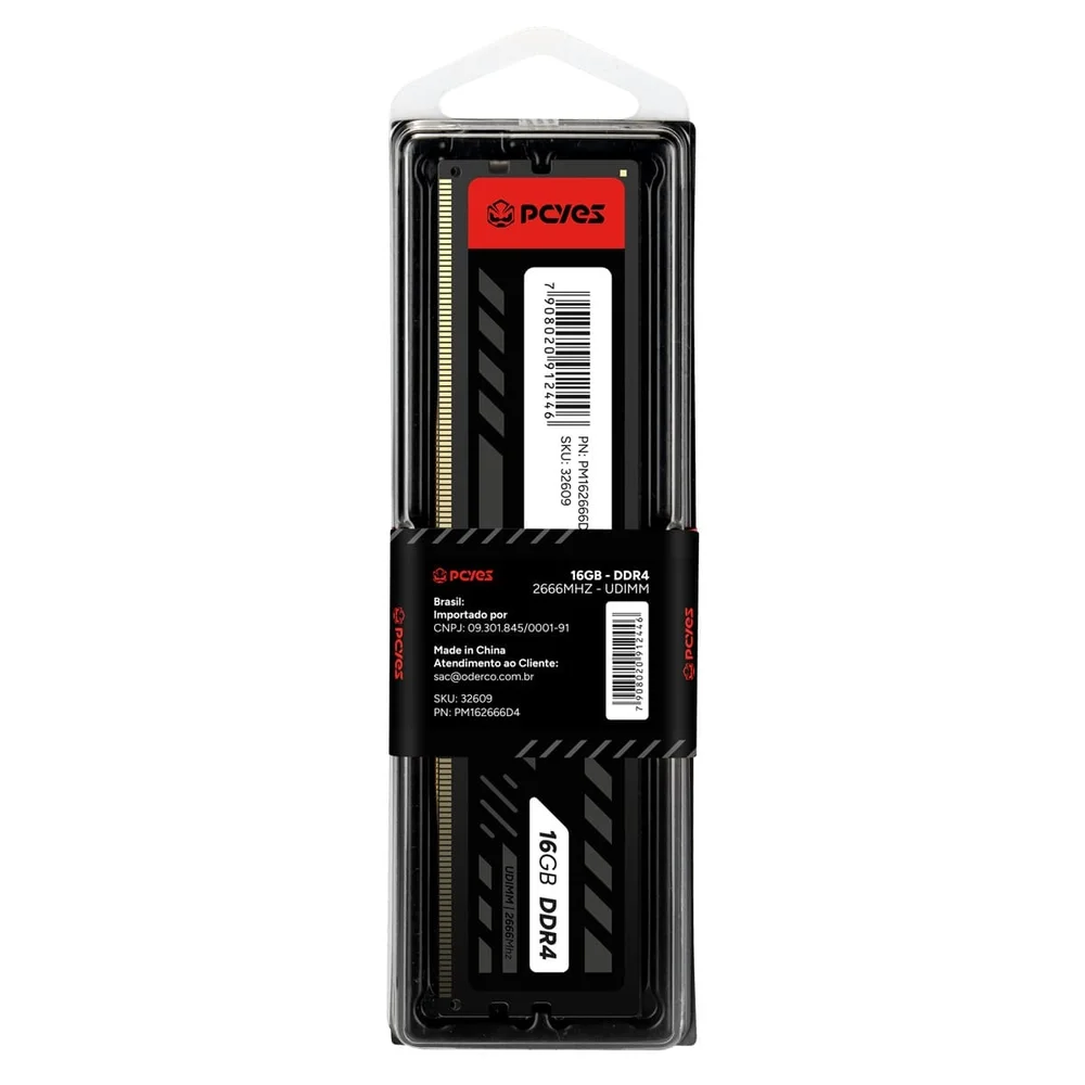 Memória Pcyes UDIMM, 16GB, 2666MHz, DDR4 - PM162666D4
