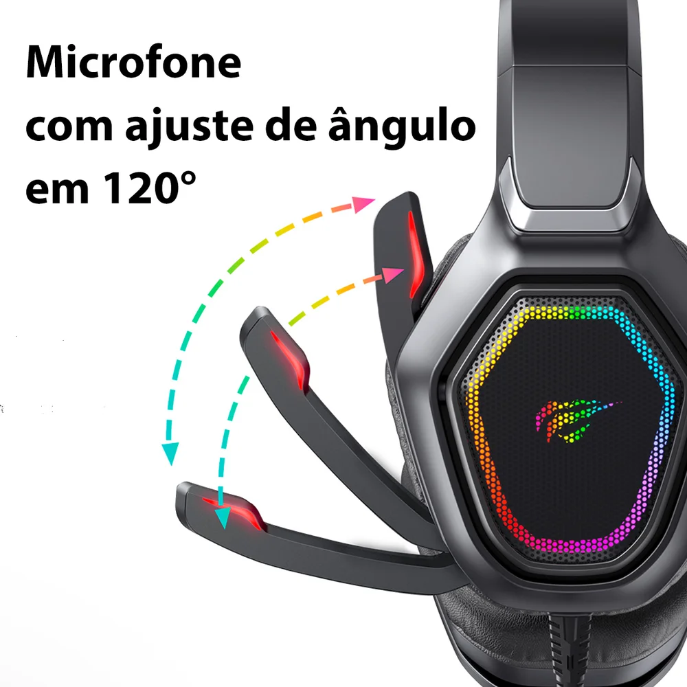 Imagem 4 de 5 do produto Headset Gamer Havit H659d, RGB, 50mm, P2, USB, Compatibilidade PS4, PS5,  XBOX ONE, XBOX SERIES, PC, Preto