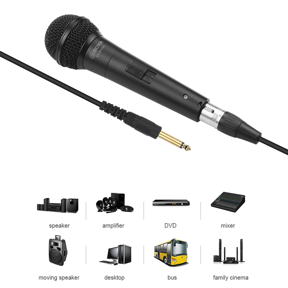 Imagem 4 de 5 do produto Microfone De Mão Boya By-bm58 Vocal Cardióide Xlr Com Cabo 6.35mm