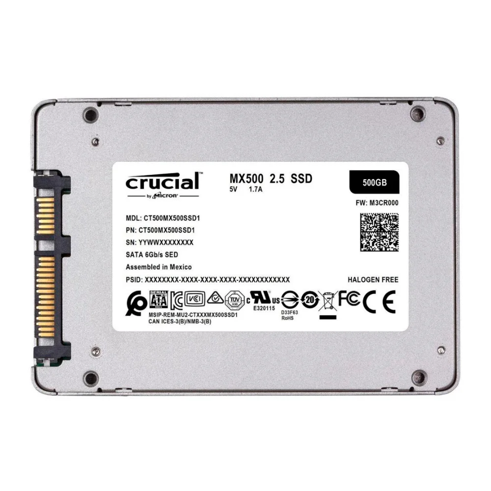 【未開封】Crucial SSD 500GB MX500 SSD interna SATA MX500 de 500 GB 3D NAND Crucial (com adaptador de