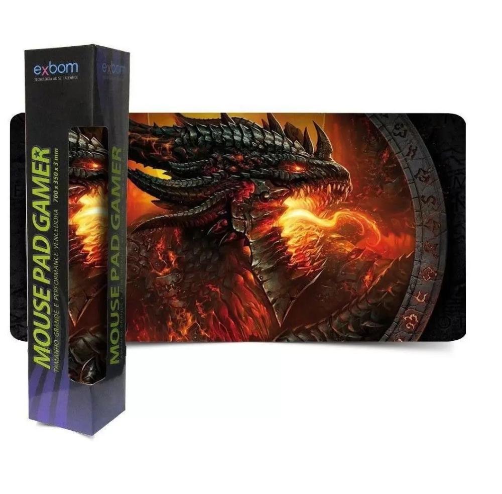 Mouse Pad Gamer Extra Grande Antiderrapante Dragão De Fogo